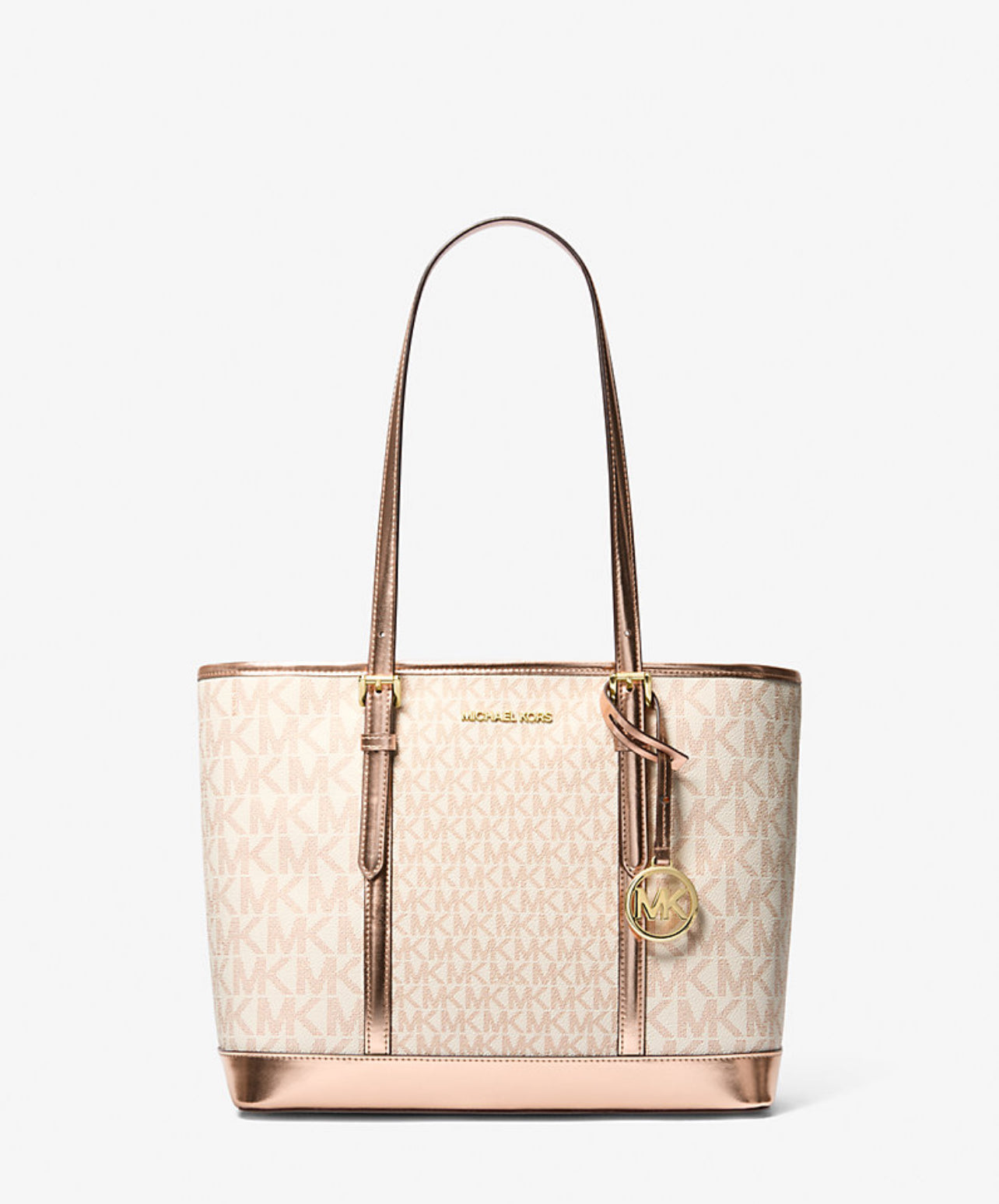 Michael Kors - Jet Set Travel Metallic Logo Top-Zip Tote Bag