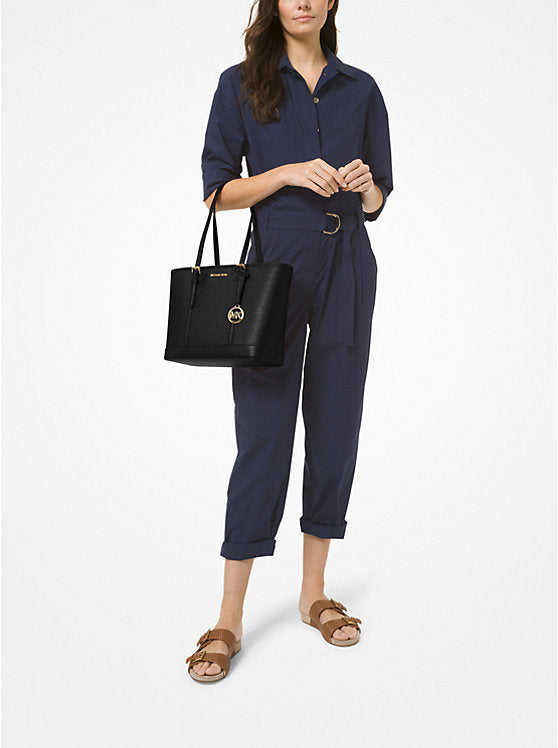 Jet Set Travel Saffiano Leather Top-Zip Tote Bag