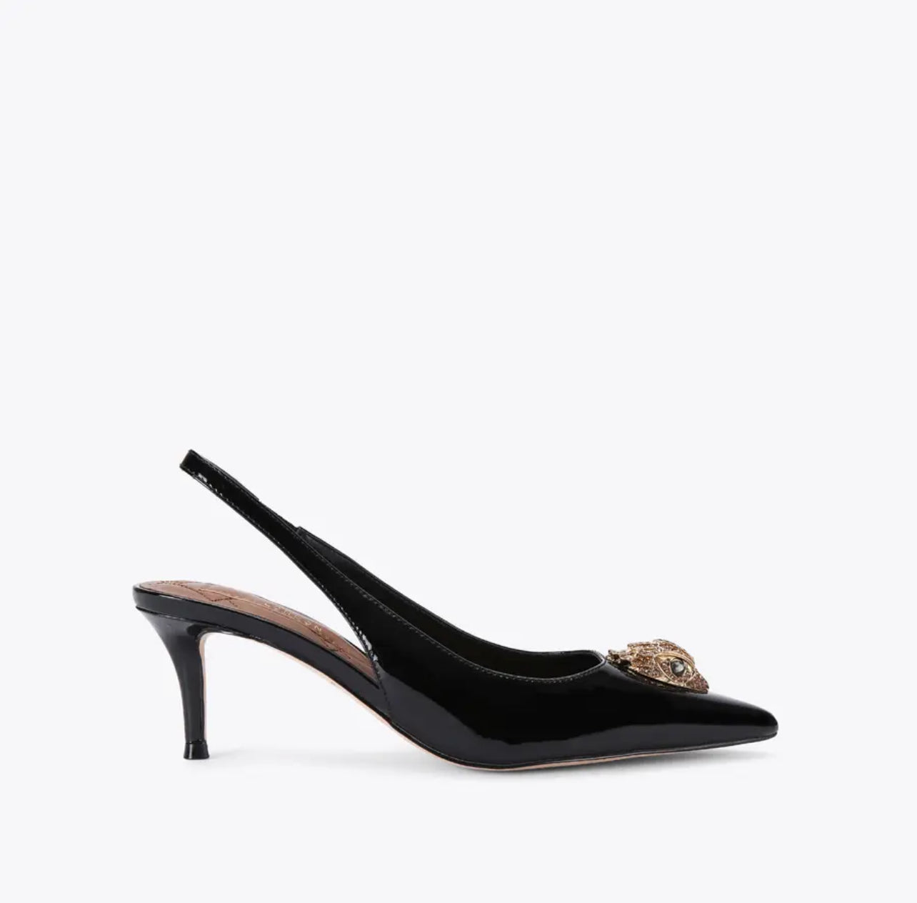 KURT GEIGER LONDON -  Kurt Geiger London Belgravia Patent Leather Logo Ornament Slingback Pumps