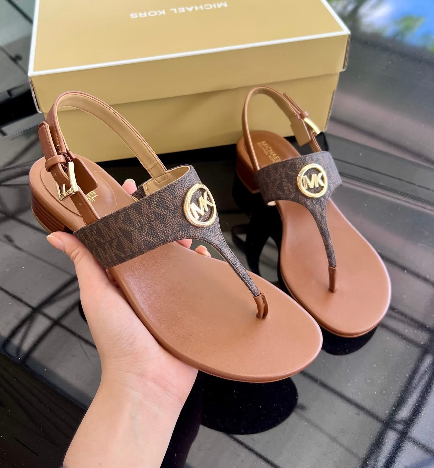 Hannah Signature Logo T-Strap Sandal