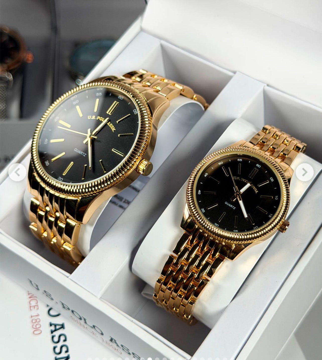 U.S. POLO ASSN - His & Hers Gold Link Watch Set