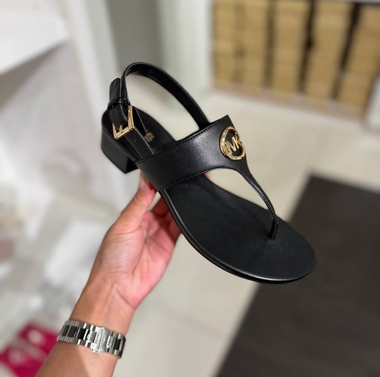 Hannah Logo T-Strap Sandal