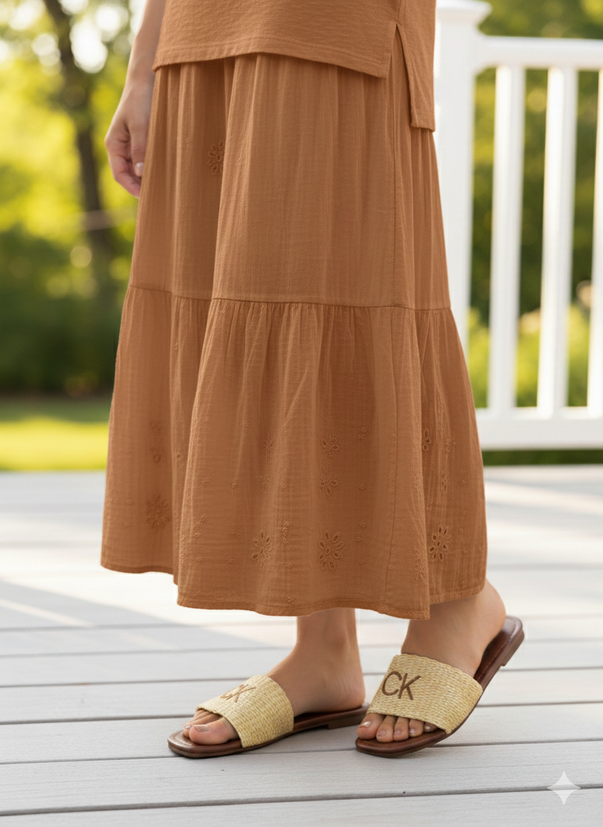 Calvin Klein Woven Raffia CK Logo Slide Sandals