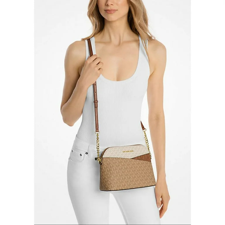 Jet Set Travel Medium Signature Logo Color Block Dome Crossbody Bag