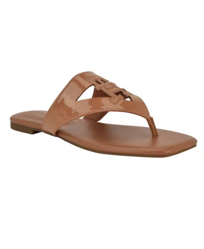 Women's Tremmy Cutout Logo Flat Thong Sandals
