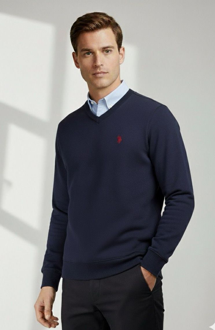 SOFT SOLID JERSEY V-NECK SWEATER