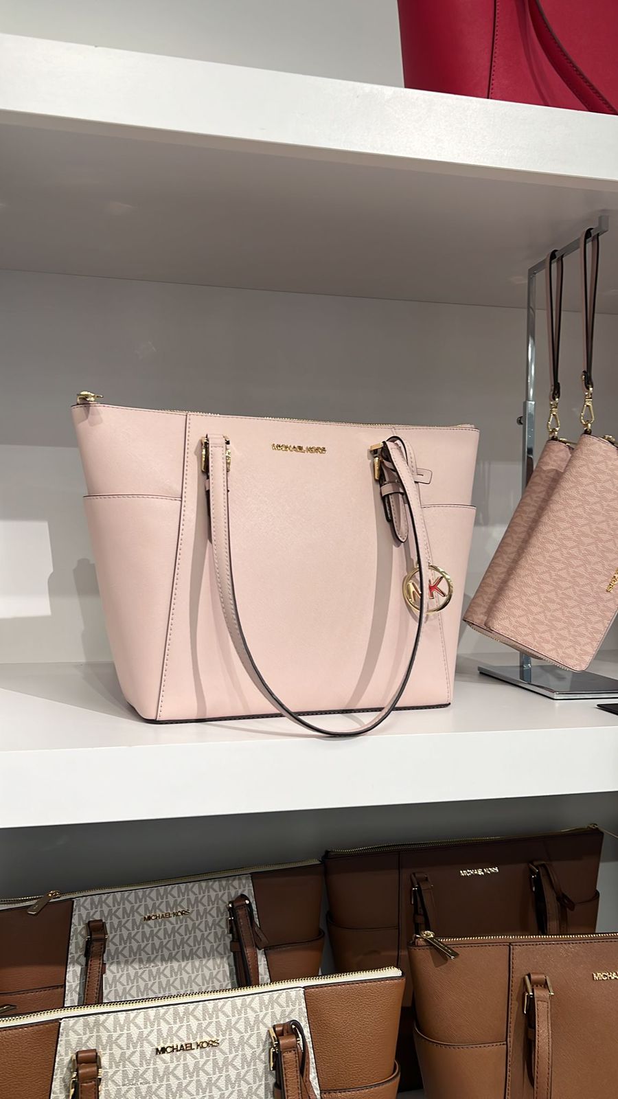 Charlotte Large Saffiano Leather Top-Zip Tote Bag