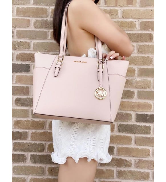 Charlotte Large Saffiano Leather Top-Zip Tote Bag