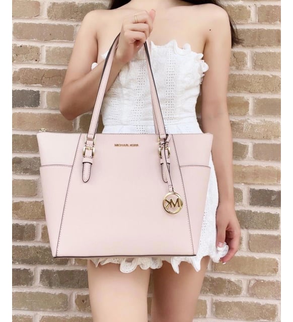 Charlotte Large Saffiano Leather Top-Zip Tote Bag